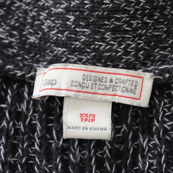 GAP Black and White Marled Three-Quarter Sleeve Long Knit Button Up Cardigan - Picture 3 of 7